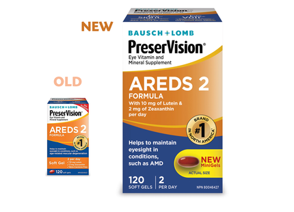 Bausch + Lomb - PreserVision Eye Vitamin and Mineral Supplement AREDS 2 Formula - Soft Gel | 120 Soft Gels
