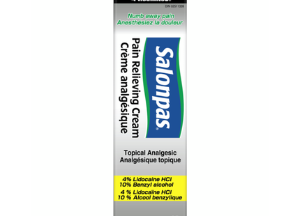 Salonpas - Pain Relieving Cream -  4% Lidocaine HCl & 10 % Benzyl Alcohol Topical Analgesic | 85 g