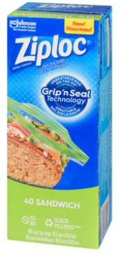 Ziploc Seal Top Sandwich Bags with Grip'n Seal Technology | 40 Bags