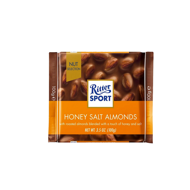 Ritter Sport - Barre de Chocolat au Lait avec Amandes Salées au Miel | 100g