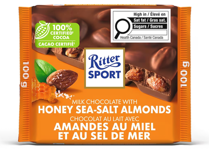 Ritter Sport - Tablette de chocolat au lait avec amandes au miel et au sel de mer | 100 g