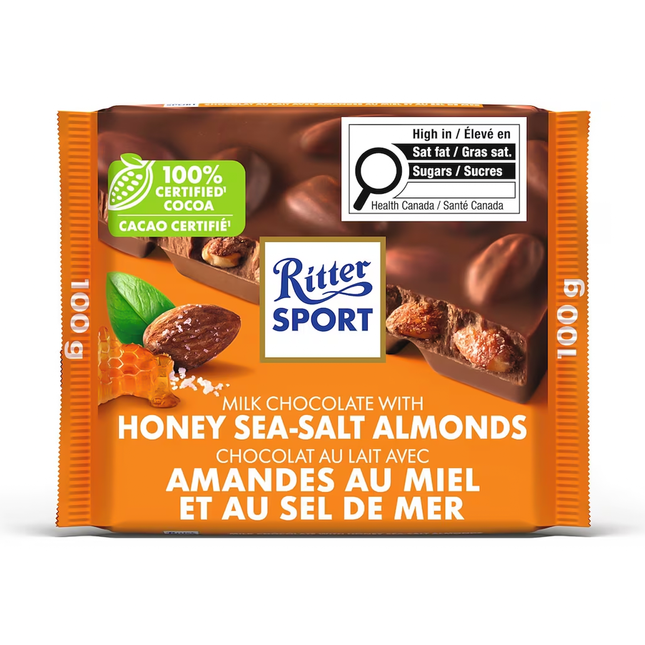 Ritter Sport - Milk Chocolate Bar with Honey Sea-Salt Almonds | 100 g