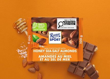 Ritter Sport - Tablette de chocolat au lait avec amandes au miel et au sel de mer | 100 g