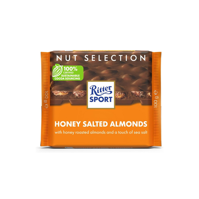 Ritter Sport - Milk Chocolate Bar with Honey Sea-Salt Almonds | 100 g