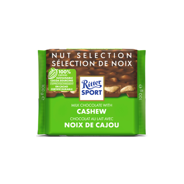 RITTER SPORT CHOCOLAT AU LAIT NOIX DE CAJOU