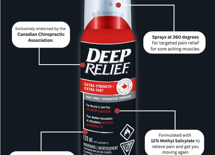 Deep Relief - Extra Strength Heat Spray for Muscle & Joint Pain | 120 mL