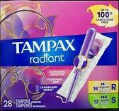 Tampax - Radiant - Unscented Tampons with Plastic Applicators - Duo Pack | 28 Tampons