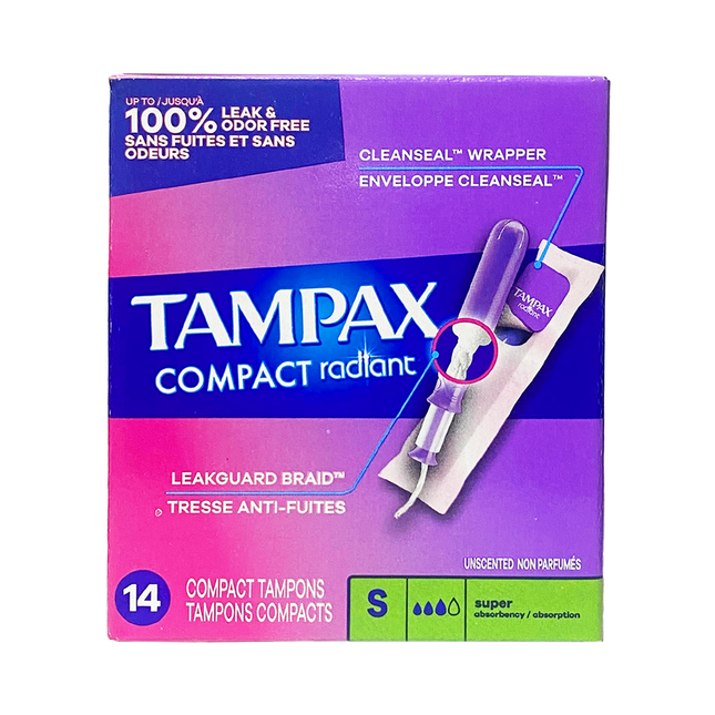 Tampax - Compact Radiant Super Absorbency | 14 Compact Tampons