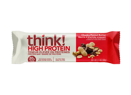 think! - High Protein Bar No Sugar Added, Chunky Peanut Butter | 60 g