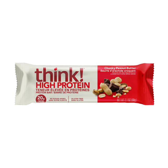 think! - High Protein Bar No Sugar Added, Chunky Peanut Butter | 60 g