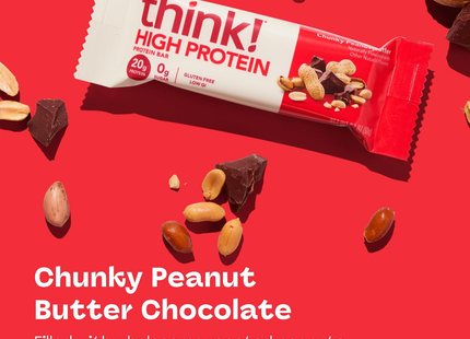 think! - High Protein Bar No Sugar Added, Chunky Peanut Butter | 60 g