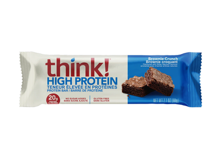 think! - High Protein Bar No Sugar Added, Brownie Delight | 60 g