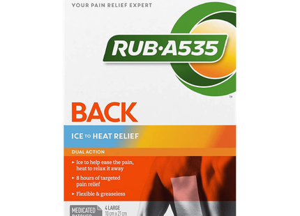 Rub-A535 - Back Ice to Heat Medicated Pain Relief Patches | 4 Patches