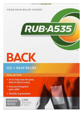 Rub-A535 Back Ice to Heat Medicated Pain Relief Patches | 4 Patches