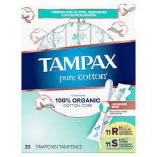 Tampax - Pure Cotton - Tampons with 90% Plant Based Applicator - Duo Pack - Regular & Super Absorbency | 22 Tampons