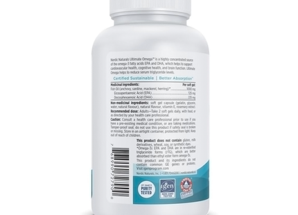 Nordic Naturals - Ultimate Omega - 1280 mg d'oméga-3 pour 2 gels mous | 60 gélules molles