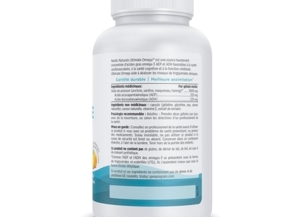 Nordic Naturals - Ultimate Omega - 1280 mg d'oméga-3 pour 2 gels mous | 60 gélules molles