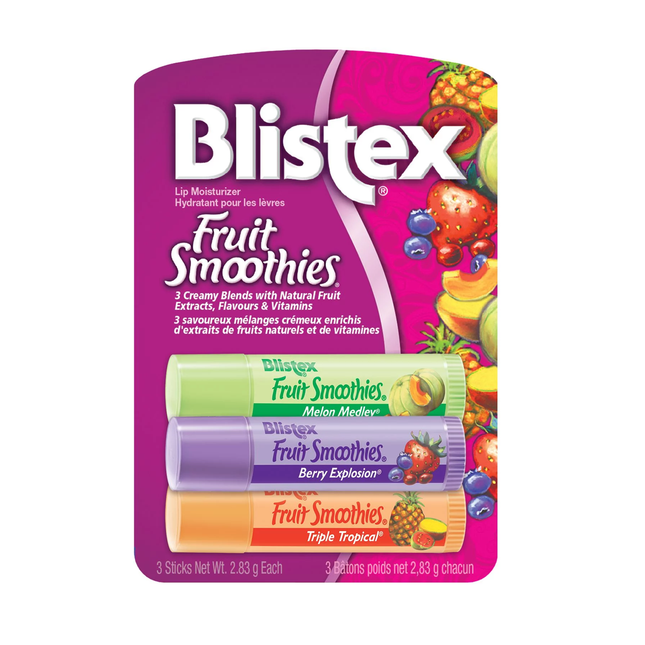 Blistex - Baume à lèvres Smoothies aux fruits Écran solaire/Protecteur pour les lèvres SPF 15 | 3x2,83g