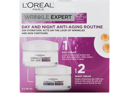 L'Oréal - Wrinkle Expert 55+, Routine Anti-Âge Jour &amp; Nuit | 2x 50 mL