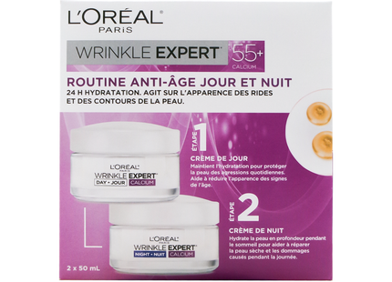 L'Oréal - Wrinkle Expert 55+, Routine Anti-Âge Jour &amp; Nuit | 2x 50 mL