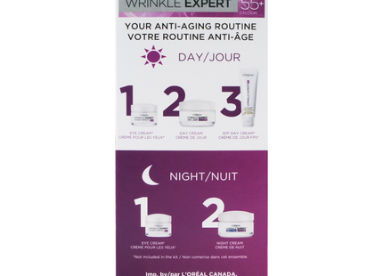 L'Oréal - Wrinkle Expert 55+, Routine Anti-Âge Jour &amp; Nuit | 2x 50 mL