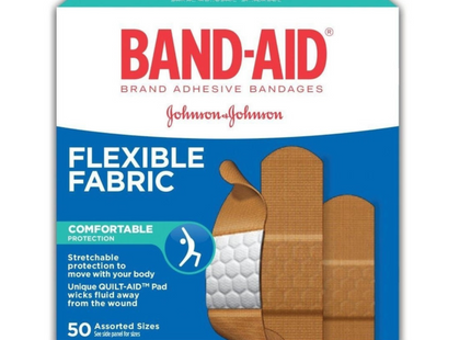 Band-Aid - Flexible Fabric Bandages, Assorted Sizes | 50 pk
