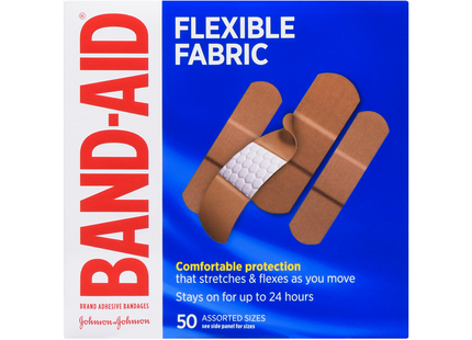 Band-Aid - Flexible Fabric Bandages, Assorted Sizes | 50 Pack