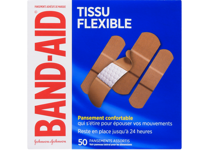 Band-Aid - Flexible Fabric Bandages, Assorted Sizes | 50 Pack