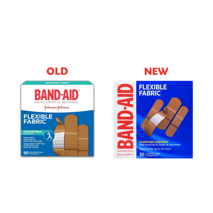 Band-Aid - Flexible Fabric Bandages, Assorted Sizes | 50 Pack