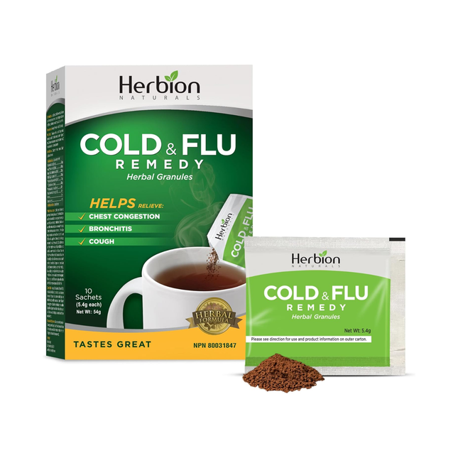 Herbion Naturals - Granulés à base de plantes pour remède contre le rhume et la grippe | 10 sachets