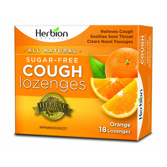 Herbion Naturals - Pastilles contre la toux sans sucre, orange | 18 pastilles