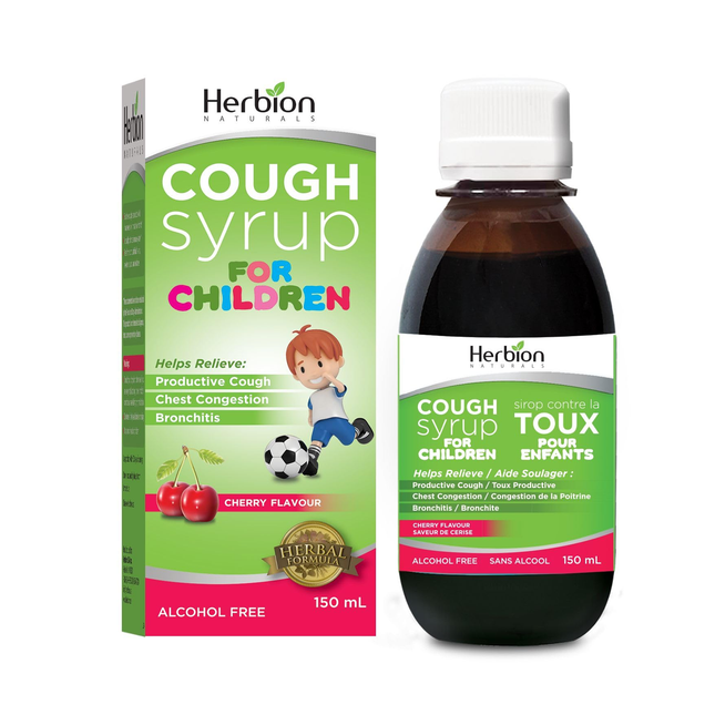 Herbion Naturals - Cough Syrup for Children Alcohol Free, Cherry Flavour | 150 mL