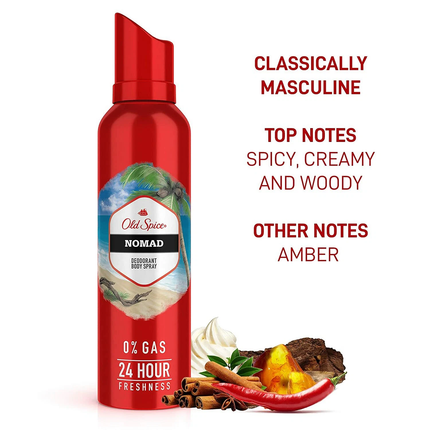 Old Spice - Déodorant Vaporisateur Corporel 24H 0% Gaz, Nomad | 115 g