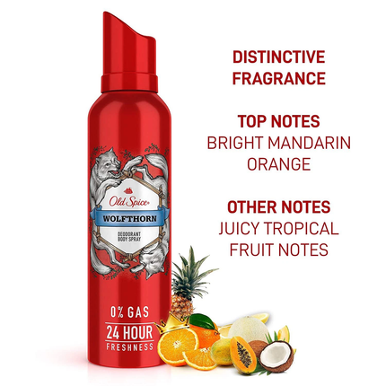 Old Spice - 24H Deodorant Body Spray 0% Gas, Wolfthorn | 115 g