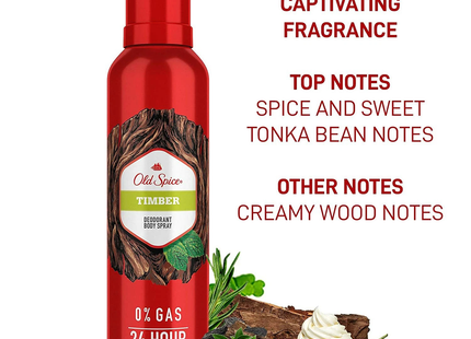 Old Spice - 24H Deodorant Body Spray 0% Gas, Timber | 115 g