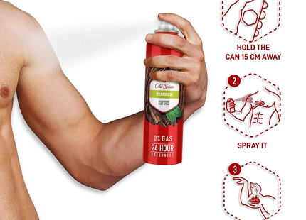 Old Spice - 24H Deodorant Body Spray 0% Gas, Timber | 115 g
