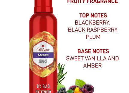 Old Spice - 24H Deodorant Body Spray 0% Gas, Amber | 115 g