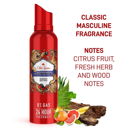 Old Spice - 24H Deodorant Body Spray 0% Gas, Lionpride | 115 g