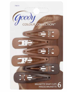 Goody Snap Clips - Matches Brunette Hair Colour | 6 pcs
