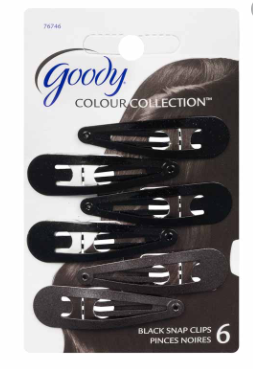 Goody Snap Clips - Matches Black Hair Colour | 6 pcs