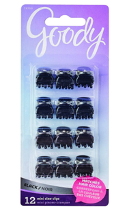 Goody Mini Claw Clips - Matches Black Hair Colour | 12 pcs
