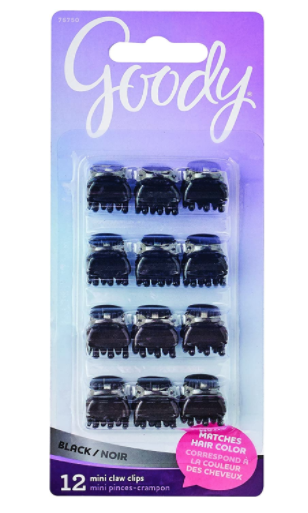 Goody Mini Claw Clips - Matches Black Hair Colour | 12 pcs