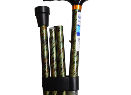 Option+ Folding Aluminium Cane with T-Handle | Green Swirl