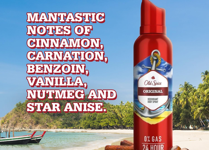 Old Spice - 24H Deodorant Body Spray 0% Gas, Original | 115 g