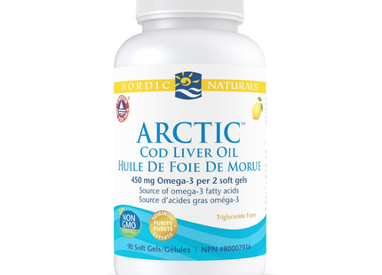 Nordic Naturals - Arctic Cod Liver Oil, 450mg Omega-3 Per 2 Soft Gels | 90 Soft Gels