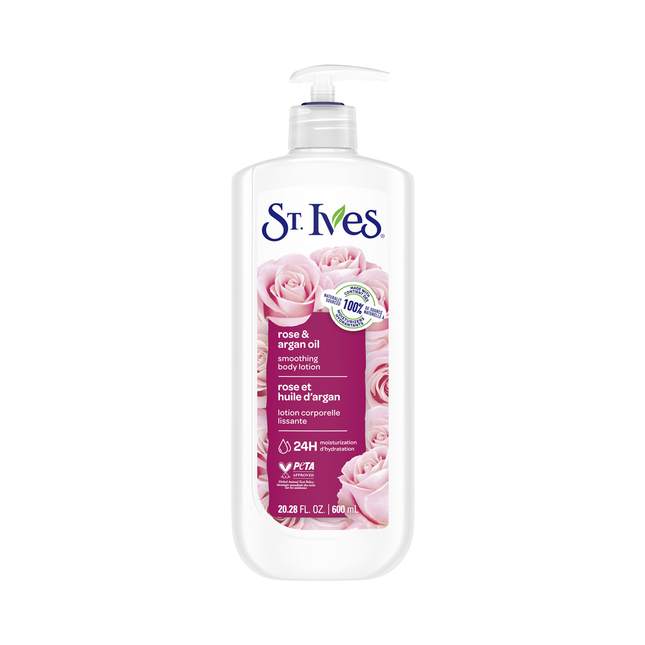St. Ives - Lait Corporel Lissant, Rose & Huile d'Argan | 600 mL