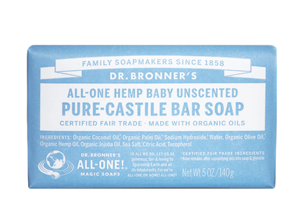 Dr. Bronner's - Baby's Pure Castile Bar Soap, Unscented | 140 g