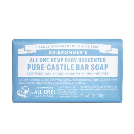 Savon de Castille pur pour bébé Dr. Bronner's, sans parfum | 140 g