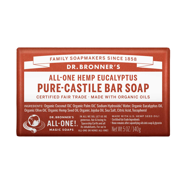 Dr. Bronners's Pure-Castile Bar Soap, Eucalyptus | 140 g