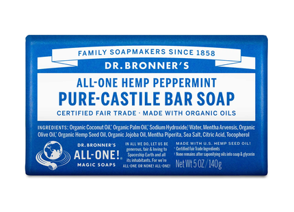 Dr. Bronner's - Pure Castile Bar Soap, Peppermint | 140 g